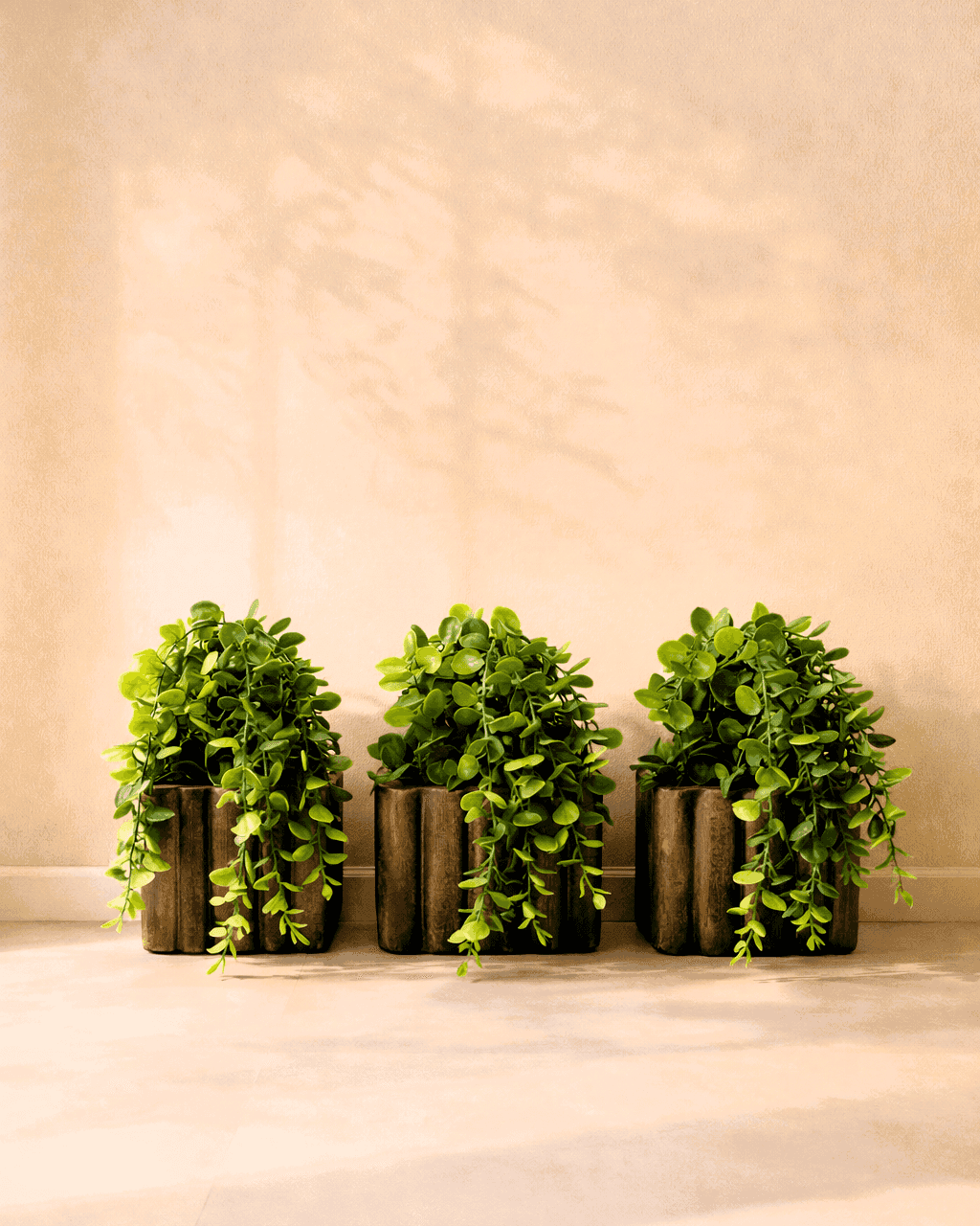 Luxury Artificial Falling Plant – Pack of 3 (Wooden Pot)