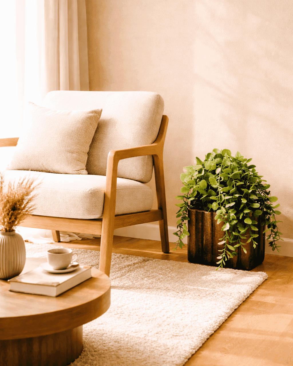 Luxury Artificial Falling Plant – Pack of 3 (Wooden Pot)