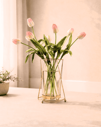 Luxury Gold Glass Vase – Geometric Design