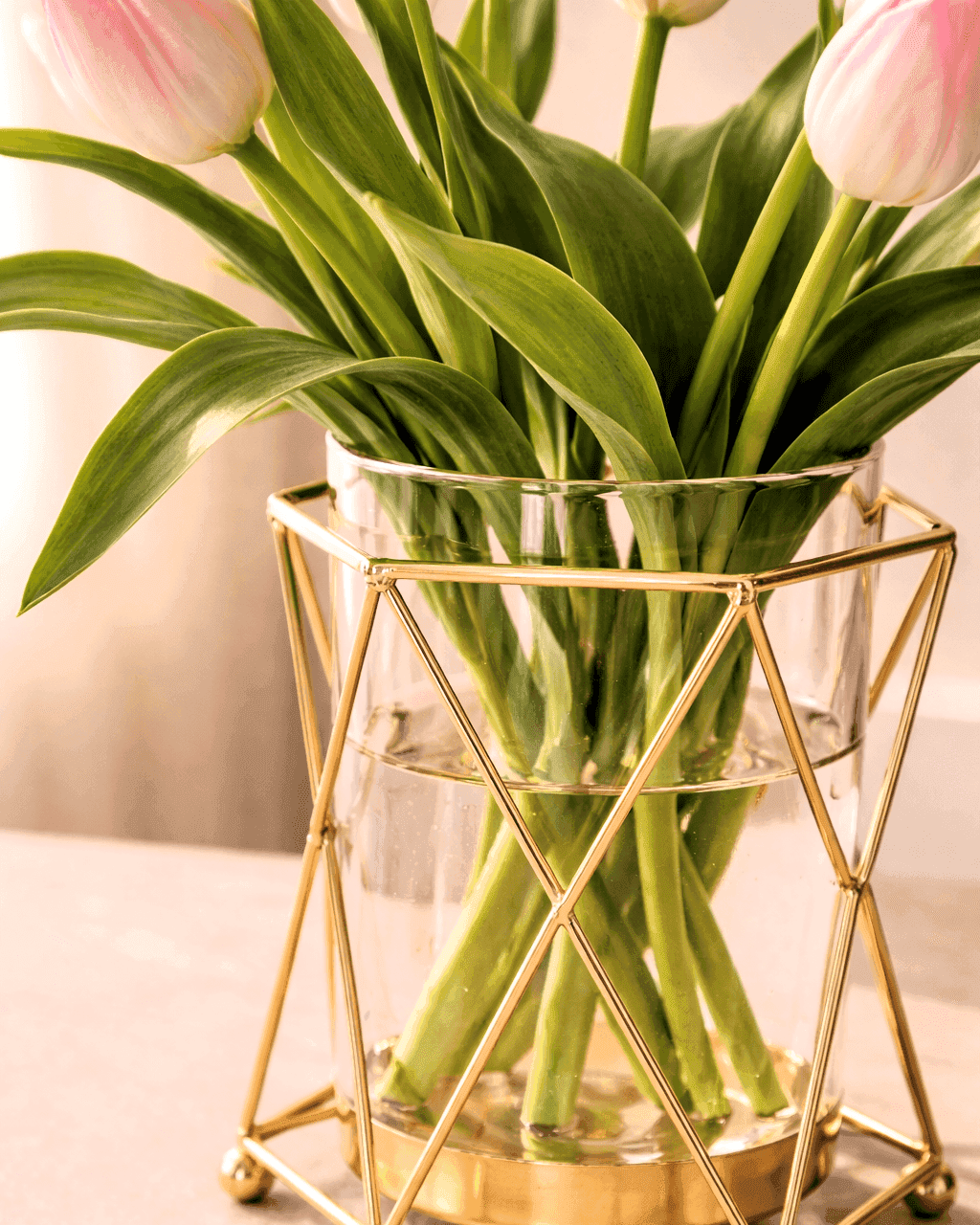 Luxury Gold Glass Vase – Geometric Design