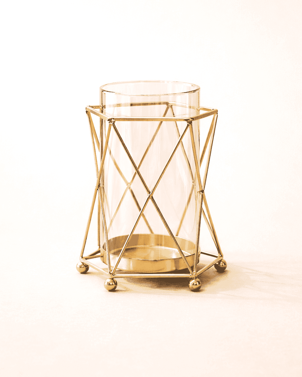 Luxury Gold Glass Vase – Geometric Design