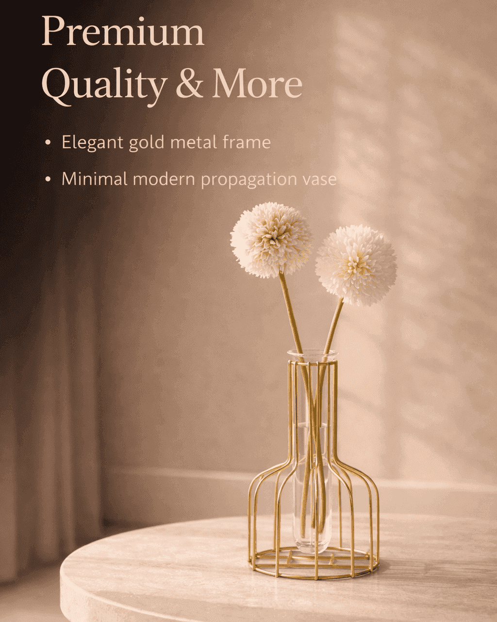 Luxury Test Tube Vase – Gold Metal Frame