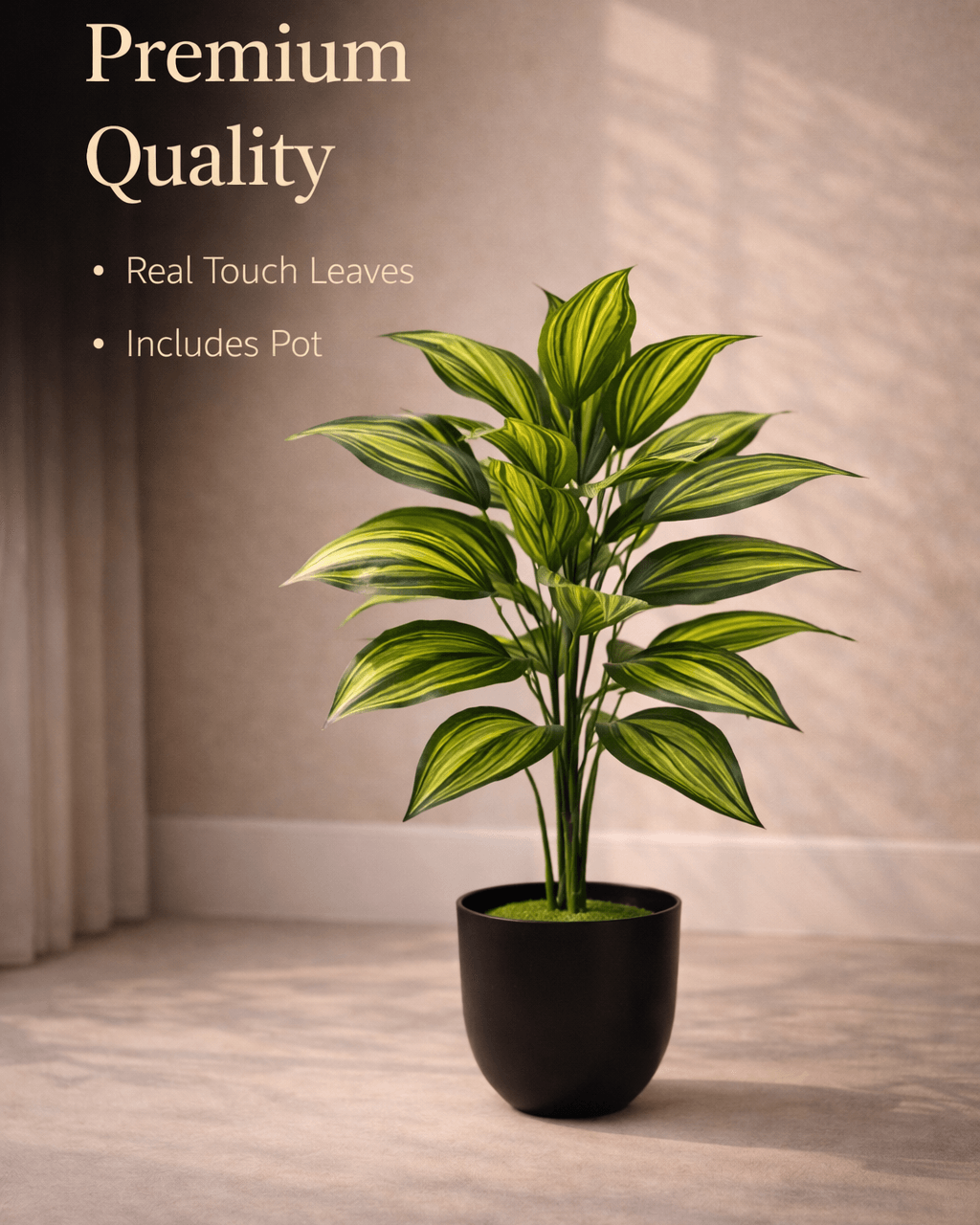 Luxury Zebra Leaf Artificial Plant – 76 CM