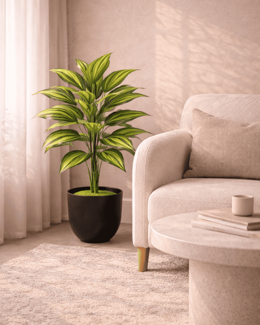 Luxury Zebra Leaf Artificial Plant – 76 CM