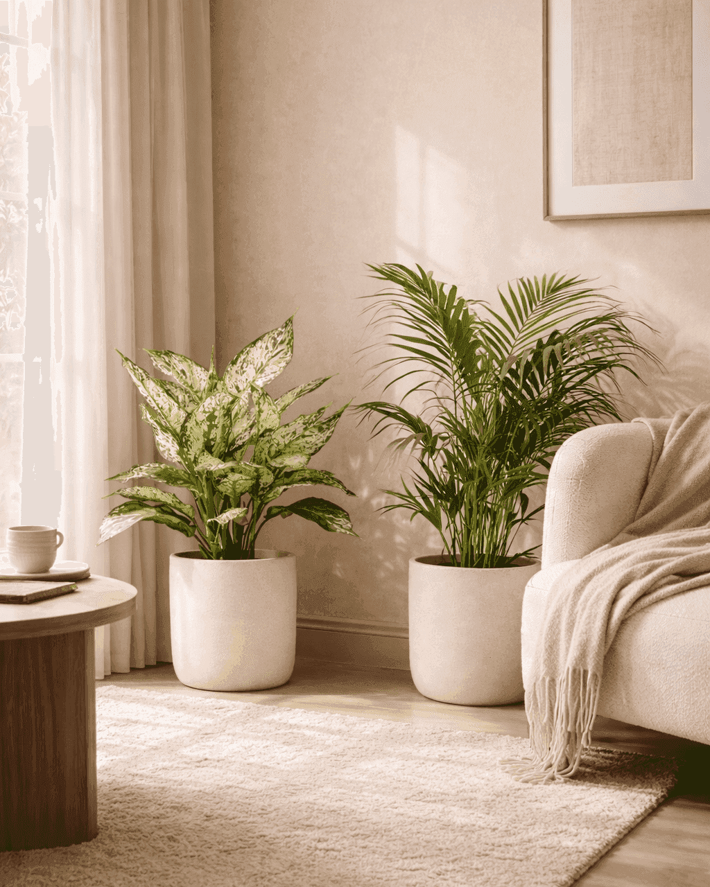 Snow White & Areca Palm Plant Combo | Premium Indoor Plants (10–20 cm)